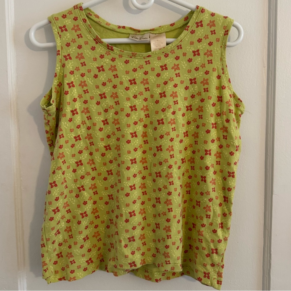 Lime Green Floral Tank Top